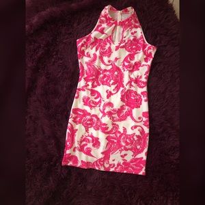 Body con dress with bright floral designs